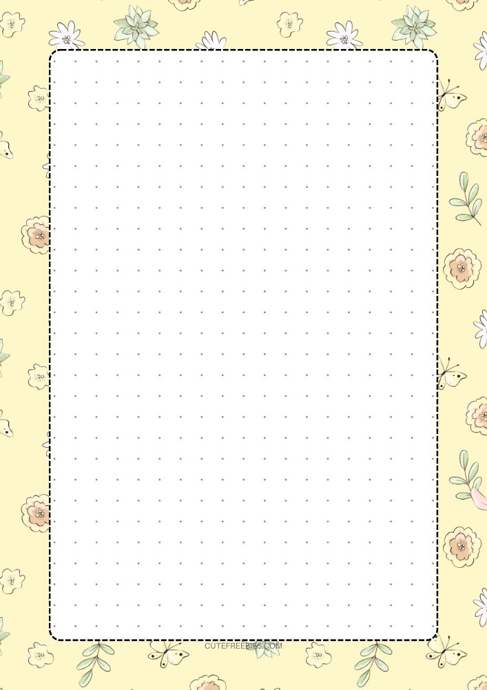 Free printable dot grid bullet journal - monthly planner template PDF with cute llama floral yellow theme #cutefreebiesforyou #printableplanner #freeprintable #bulletjournal #llama