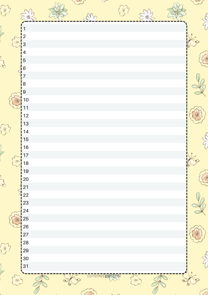 Free printable monthly log timeline - monthly planner template PDF with cute llama floral yellow theme #cutefreebiesforyou #printableplanner #freeprintable #bulletjournal #llama