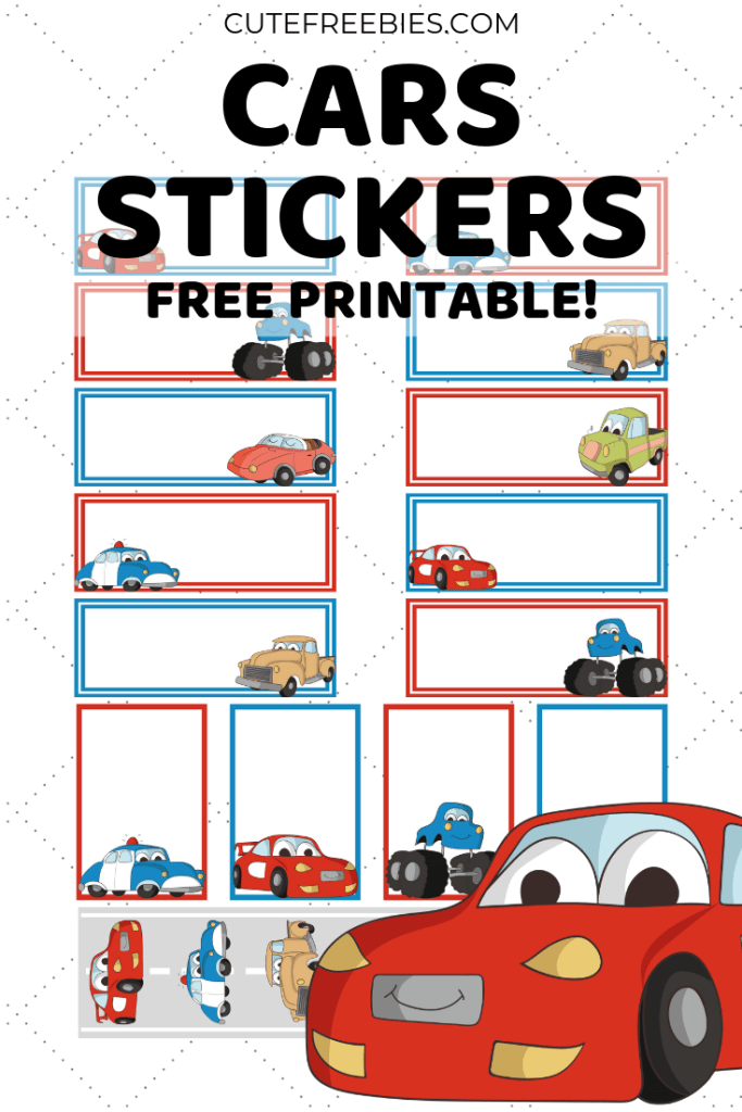 Free Printable Cars School Stickers And Labels! Cute character stickers for boys and girls, perfect for labeling books and notebooks. Free download now! #backtoschool #printablestickers #schoolstickers #cutefreebiesforyou #freeprintable