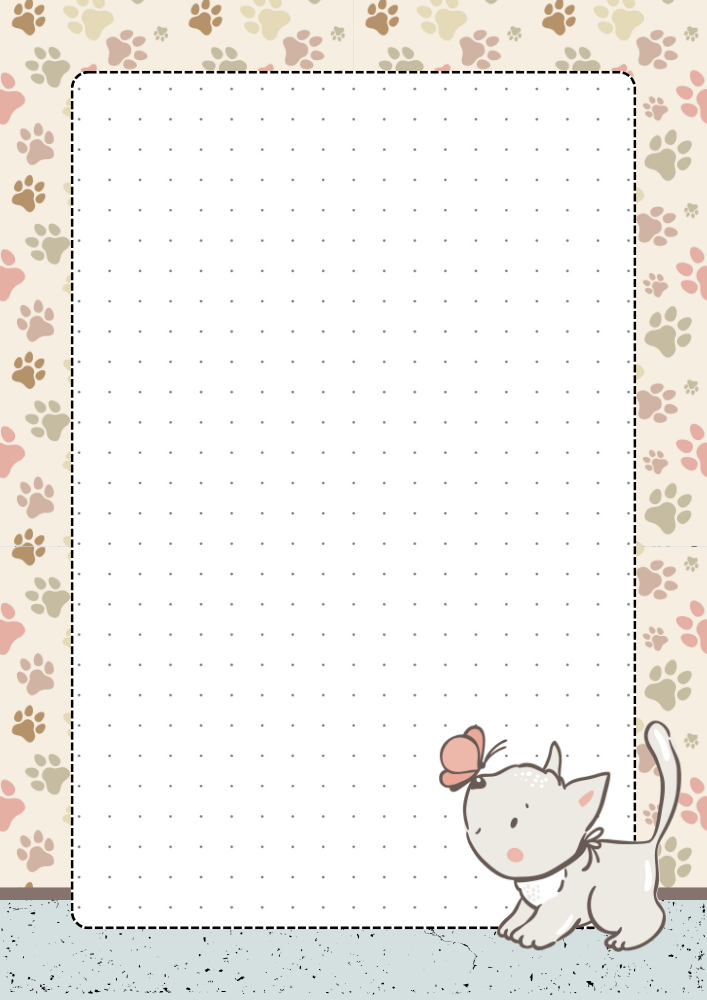 Free printable dot grid journal PDF template with cozy cat theme