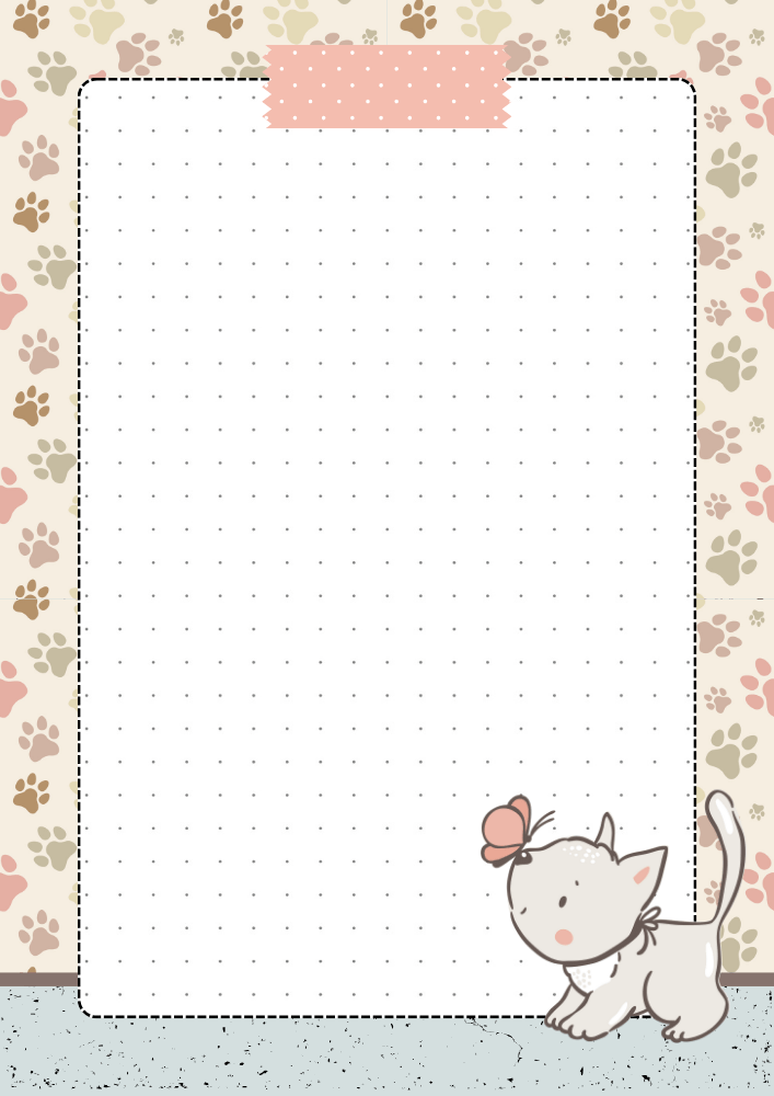 Free printable dot grid journal PDF template with cozy cat theme