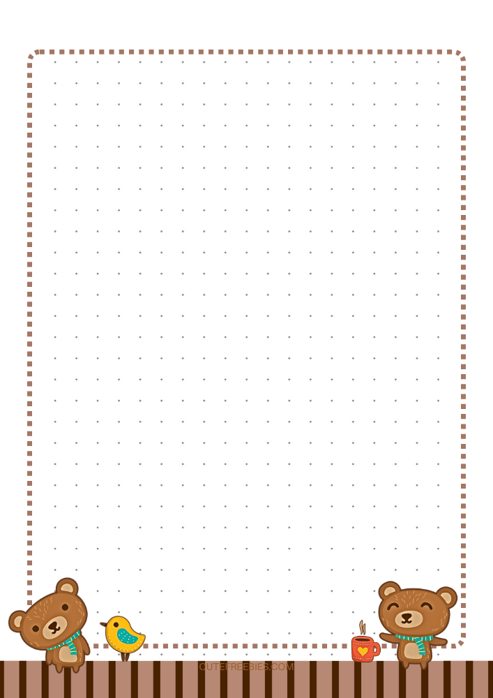 Free printable cute bullet journal - monthly planner template PDF with cute coffee and bear theme #cutefreebiesforyou #printableplanner #freeprintable #bulletjournal