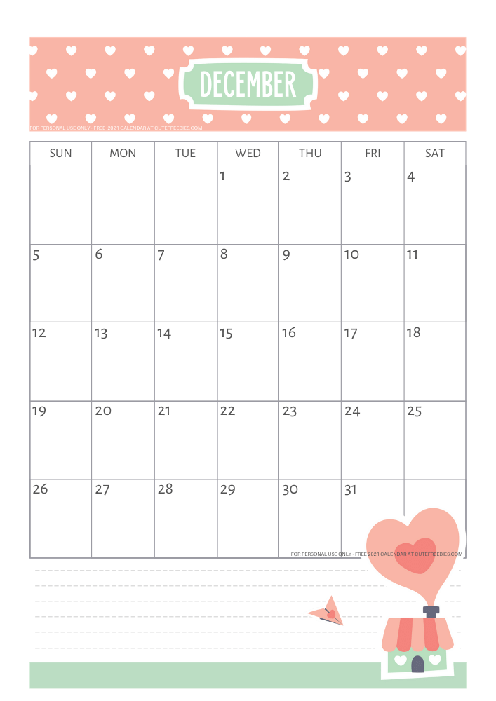 December 2021 calendar free printable #cutefreebiesforyou - SEE PREVIOUS POST TO DOWNLOAD THE FREE PDF FILE