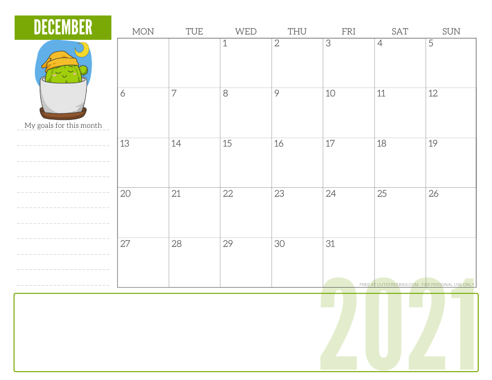 December 2021 monthly planner - free printable 2021 calendar for plant lovers #freeprintable #cutefreebiesforyou SEE PREVIOUS POST TO DOWNLOAD THE PDF FILE