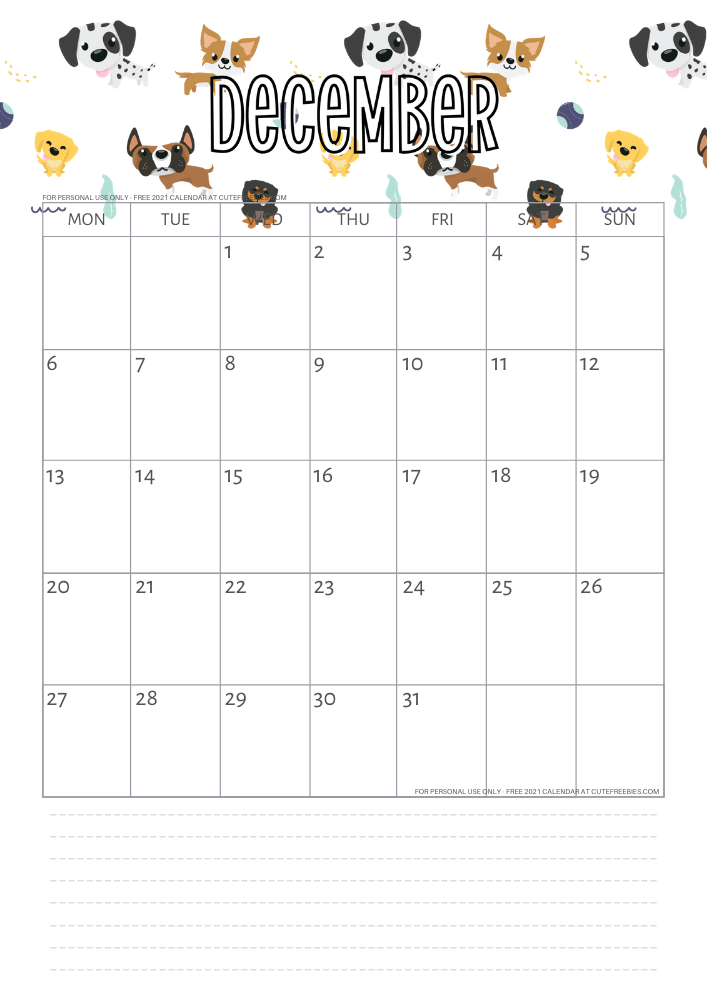 December 2021 calendar cute free printable monthly planner. Click the previous post to download the PDF file.