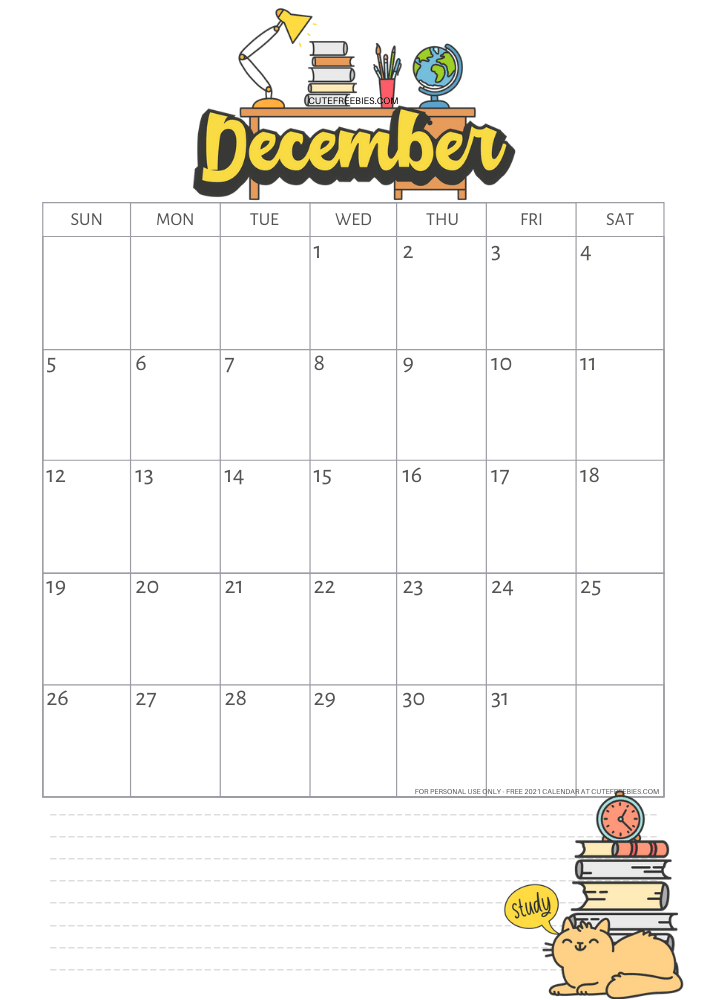 December 2021 school calendar template, free printable monthly planner #cutefreebiesforyou - SEE PREVIOUS POST TO DOWNLOAD THE FREE PDF