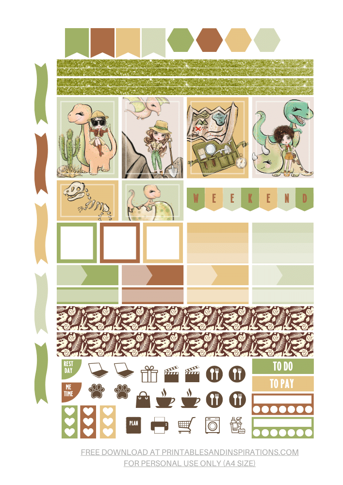 free printable dinosaurs stickers