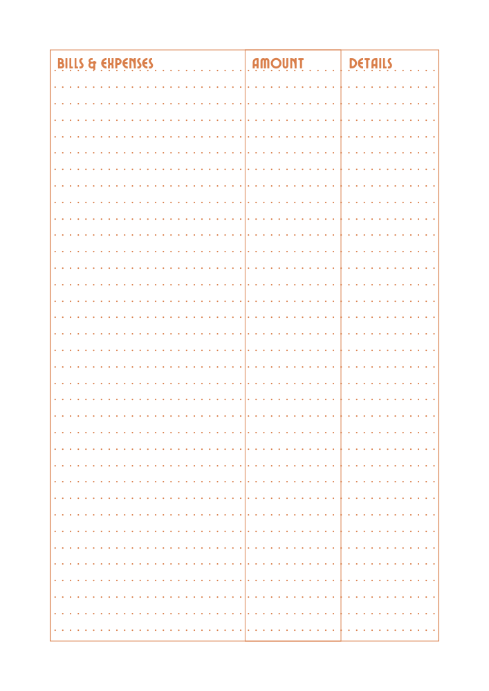 Bills and expenses tracker free printable budget planner