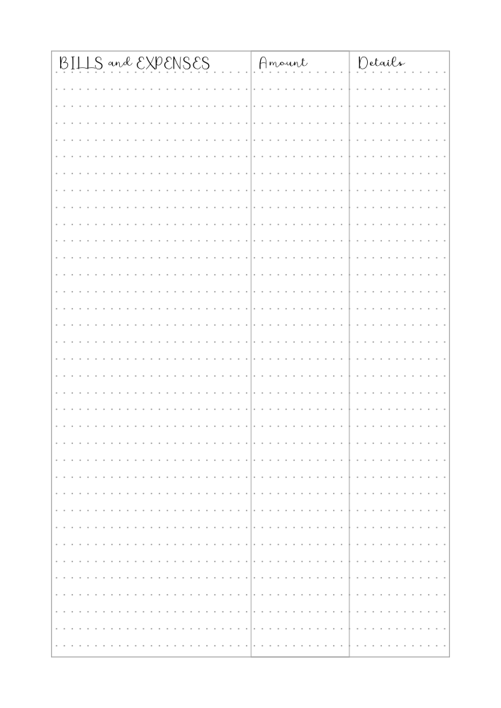 Bills and expenses tracker free printable budget planner