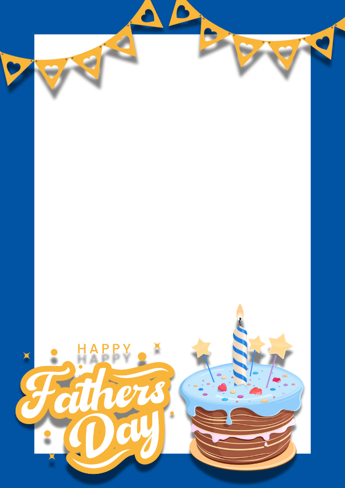 Happy Fathers' Day Card Free Printable - photo frame greeting card for fathers day with cute cake #cutefreebiesforyou #freeprintable #fathersday