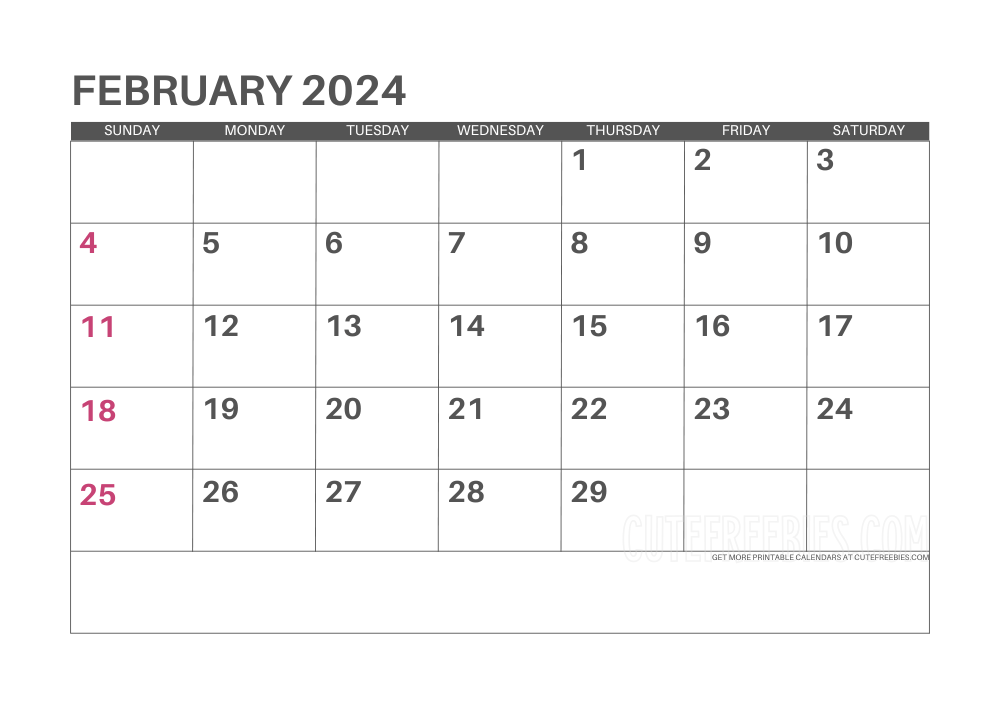 February 2024 calendar - free printable monthly planner #cutefreebiesforyou - SEE PREVIOUS POST TO DOWNLOAD THE COMPLETE 2024 CALENDAR