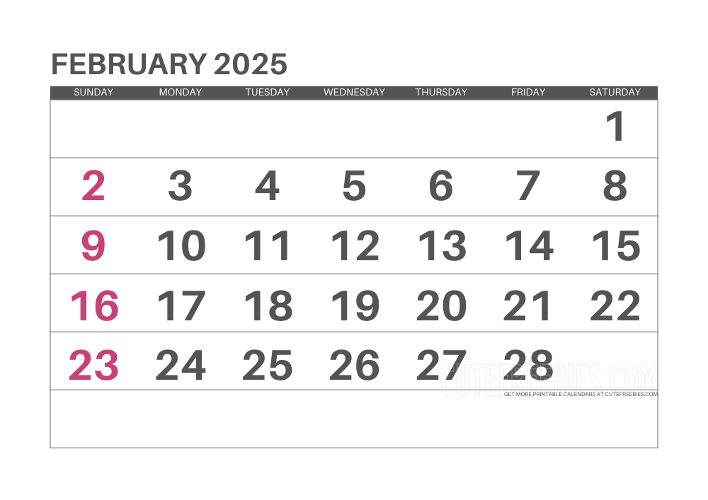 February 2025 monthly calendar #2025calendar #cutefreebiesforyou - SEE PREVIOUS POST TO DOWNLOAD THE COMPLETE 2025 CALENDAR