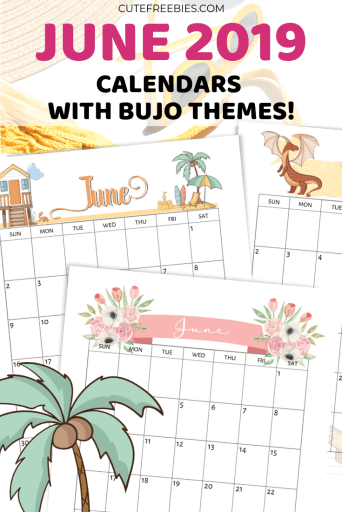 Free Printable June 2019 Calendar with bullet journal themes! Get your free June planner and start the month right. #cutefreebiesforyou #freeprintable #bulletjournal #bujoideas