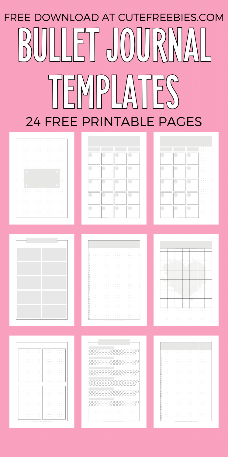 Free Printable Bullet Journal Template - Black and white planner pages #freeprintable #cutefreebiesforyou #bulletjournal #bujoinspiration #planneraddict