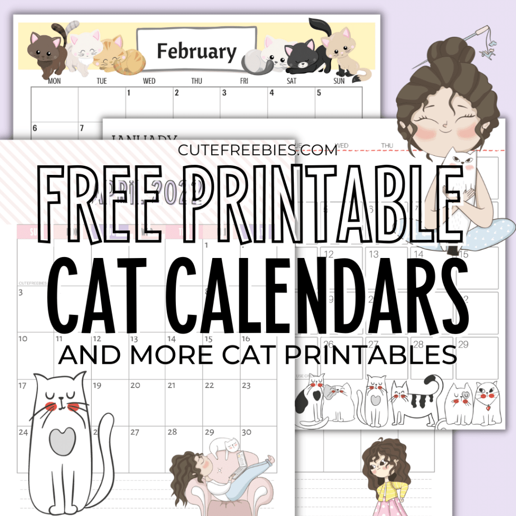 Free Printable 2025 Cat Calendar PDF - 2025 monthly calendar planner with cute cats. Free calendar for cat lovers. Get your free download now! #freeprintable #catlover #cutefreebiesforyou