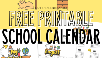 School Calendar For 2025 2026 - free printable school calendar PDF with cute designs, #backtoschool #freeprintable #cutefreebiesforyou