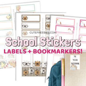 Free Printable School Stickers And Labels! Cute character stickers for boys and girls, perfect for labeling books and notebooks. Free download now! #backtoschool #printablestickers #schoolstickers #cutefreebiesforyou #freeprintable