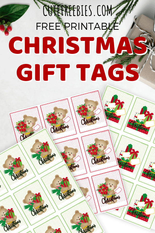 Free Printable Christmas Gift Tags! DIY gift tags for Christmas with cute bears. Free download now! #freeprintable #DIY #cutefreebies