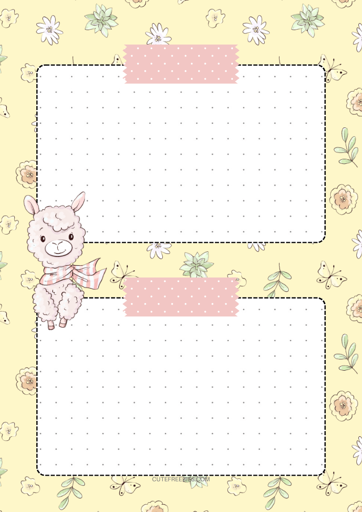 Free printable monthly dashboard - monthly planner template PDF with cute llama floral yellow theme #cutefreebiesforyou #printableplanner #freeprintable #bulletjournal #llama
