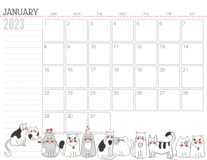 January 2023 monthly planner cat free printable #cutefreebiesforyou - SEE PREVIOUS POST TO DOWNLOAD THE COMPLETE 2023 CALENDAR