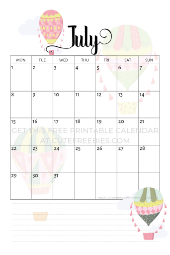 Free July 2019 Calendar With Bullet Journal Themes - free printable calendar and monthly planner with cute designs. Free pdf download now! #freeprintable #cutefreebiesforyou #July