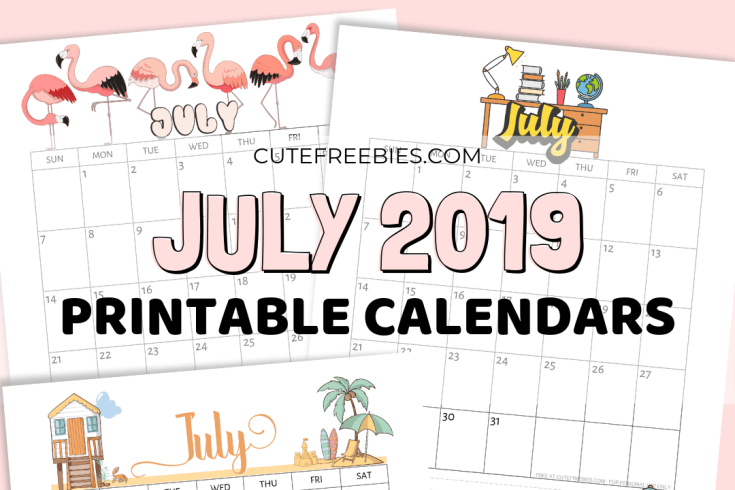 Free July 2019 Calendar With Bullet Journal Themes - free printable calendar and monthly planner with cute designs. Free pdf download now! #freeprintable #cutefreebiesforyou #July