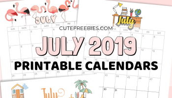 Free July 2019 Calendar With Bullet Journal Themes - free printable calendar and monthly planner with cute designs. Free pdf download now! #freeprintable #cutefreebiesforyou #July