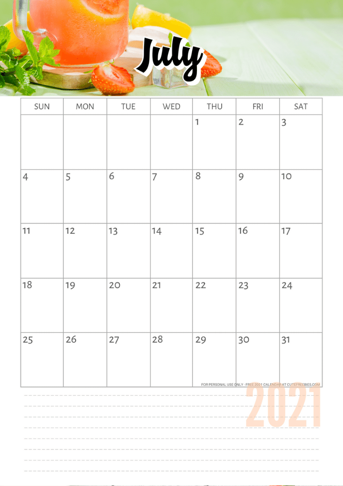 JULY 2021 Calendar using Canva Pro #cutefreebiesforyou #freeprintable #planneraddict #canva
