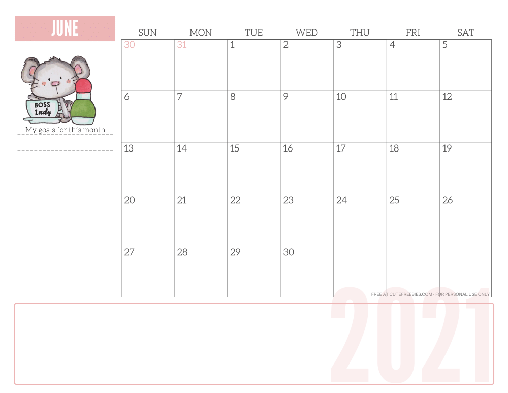 JUNE 2021 CUTE calendar planner - free printable 2021 monthly calendar #printablesandinspirations #freeprintable SEE PREVIOUS POST TO DOWNLOAD THE PDF