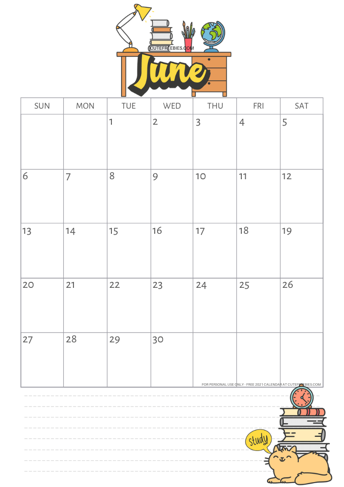 June 2021 school calendar template, free printable monthly planner #cutefreebiesforyou - SEE PREVIOUS POST TO DOWNLOAD THE FREE PDF