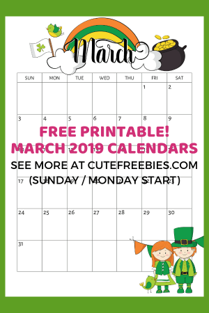 Free Printable March 2019 Calendar With Bullet Journal Themes - print on various paper sizes. #freeprintable #cutefreebiesforyou #bulletjournal #bujomonthly