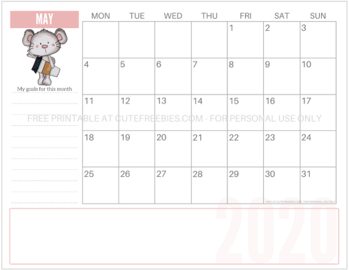 May 2020 Calendar - Year of the Rat monthly calendar - Cute 2020 coffee mouse calendar - free pdf download now! #freeprintable #cutefreebiesforyou #yearoftherat #mouse #coffeelover