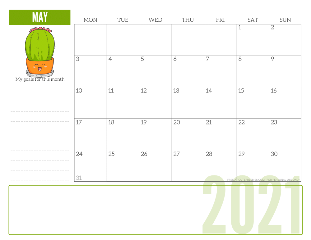 May 2021 monthly planner - free printable 2021 calendar for plant lovers #freeprintable #cutefreebiesforyou SEE PREVIOUS POST TO DOWNLOAD THE PDF FILE