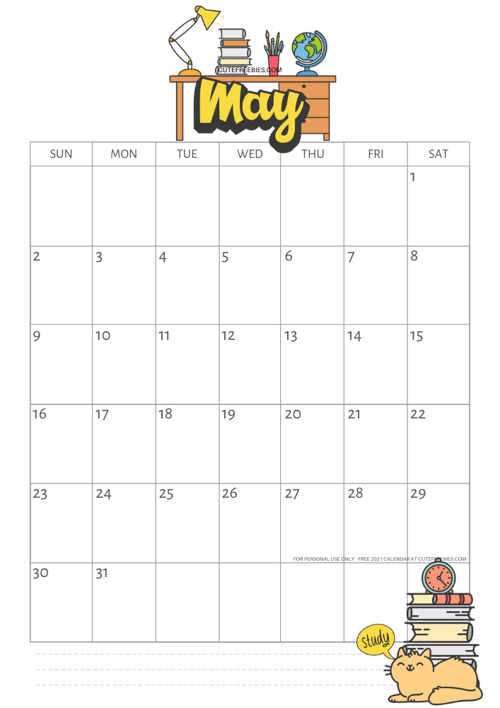 May 2021 school calendar template, free printable monthly planner #cutefreebiesforyou - SEE PREVIOUS POST TO DOWNLOAD THE FREE PDF