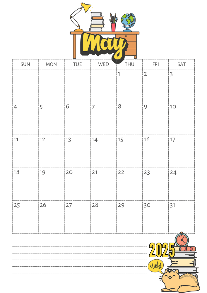 May 2025 calendar, free printable school calendar for 2025 - SEE PREVIOUS POST TO GET THE COMPLETE 2025 MONTHLY CALENDAR PDF