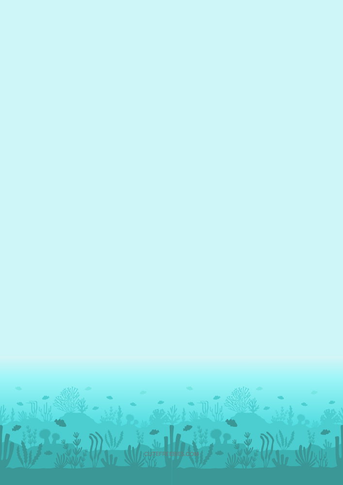 Free printable July bullet journal PDF template with cute mermaids and underwater sea theme