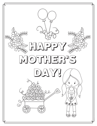 Happy Mothers' Day printable greeting cards - free printable coloring pages. #mothersday #happymothersday #cutefreebiesforyou #freeprintable #printablecards #coloring
