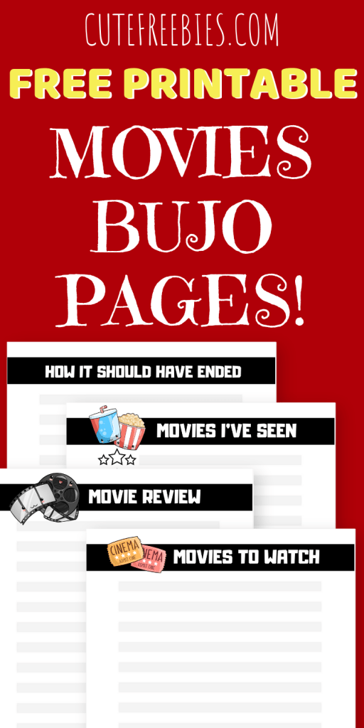 FREE Movies Bullet Journal Printable Pages! Bujo ideas for your movies tracker and movies to watch. Get your free download now! #bulletjournal #bujoideas #cutefreebies #bujoinspiration