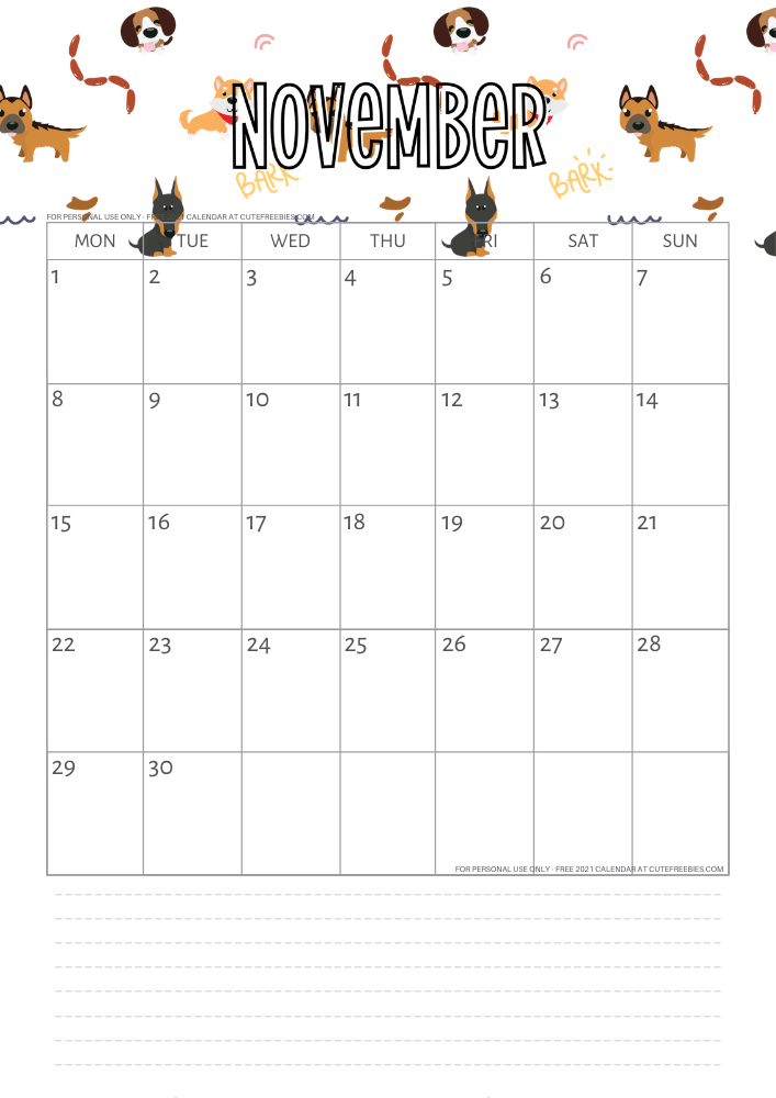 November 2021 calendar cute free printable monthly planner. Click the previous post to download the PDF file.