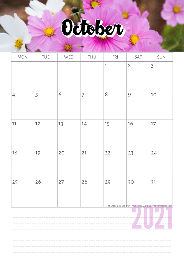 OCTOBER 2021 Calendar using Canva Pro #cutefreebiesforyou #freeprintable #planneraddict #canva