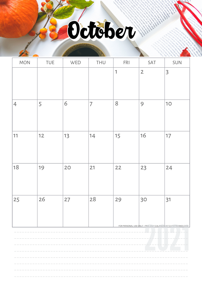 OCTOBER 2021 Calendar using Canva Pro #cutefreebiesforyou #freeprintable #planneraddict #canva