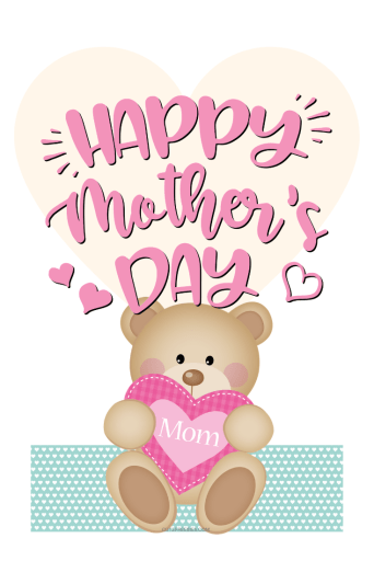 Happy Mothers' Day printable greeting cards - free printable cards with cute bears. #mothersday #happymothersday #cutefreebiesforyou #freeprintable #printablecards