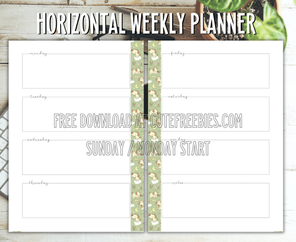 Free printable horizontal weekly planner template pdf #cutefreebiesforyou #freeprintable SEE PREVIOUS POST TO DOWNLOAD THE PDF FILE