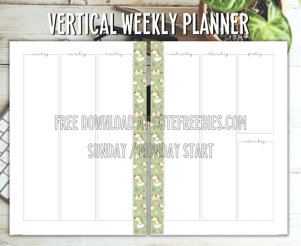 Free printable vertical weekly planner template pdf #cutefreebiesforyou #freeprintable SEE PREVIOUS POST TO DOWNLOAD THE PDF FILE