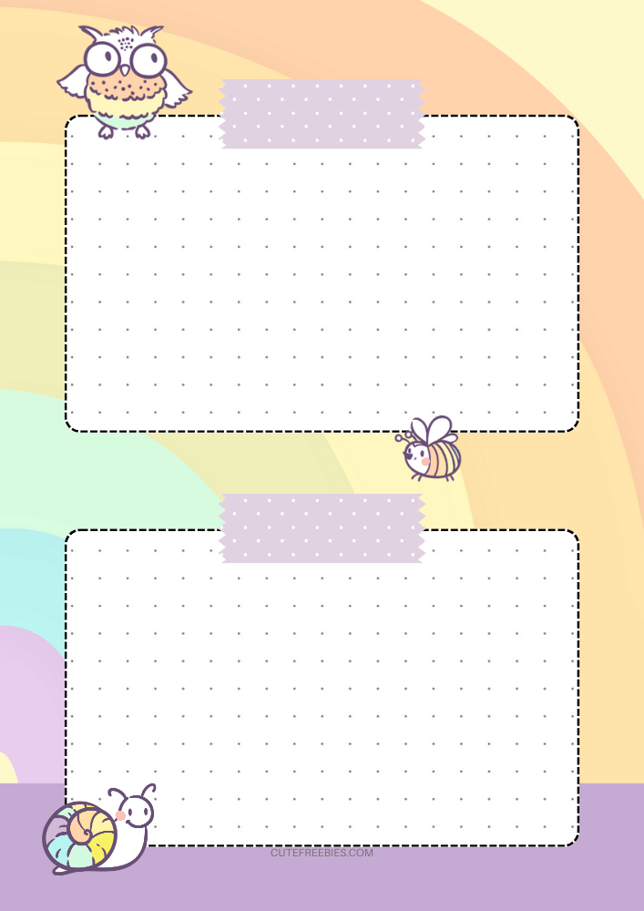 Free printable monthly dashboard currently page PDF template with rainbow theme and colorful animals
