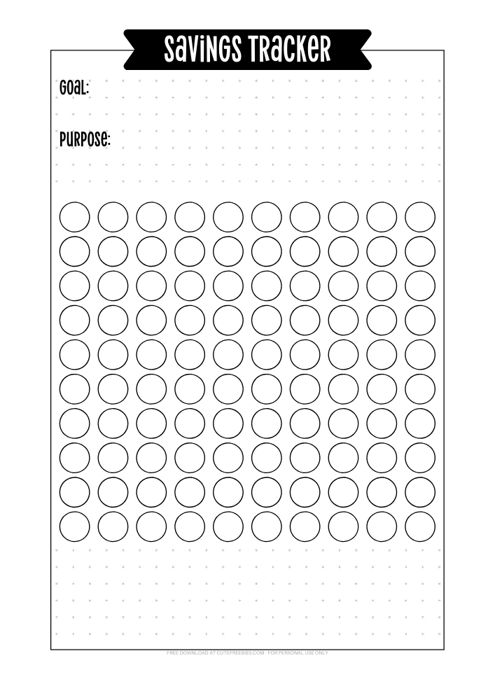 Savings tracker - bullet journal printable #cutefreebiesforyou #goalsetting #bulletjournal