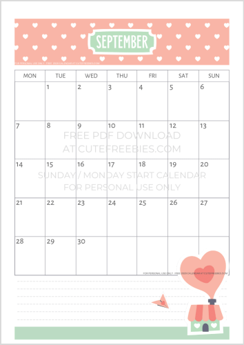 September 2020 calendar - go to previous post to download the PDF