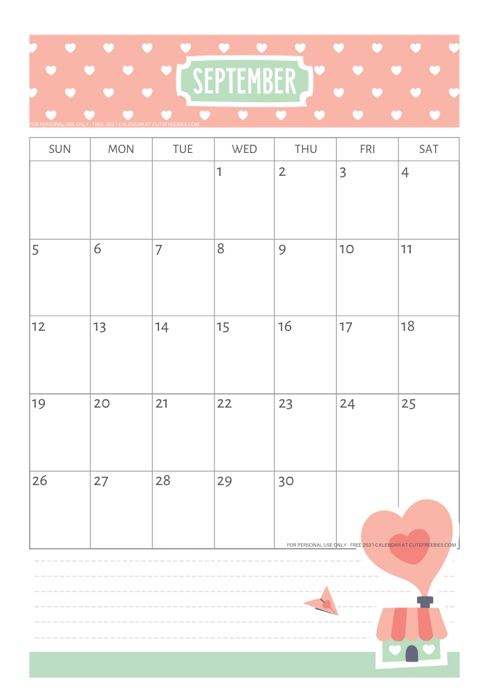 September 2021 calendar free printable #cutefreebiesforyou - SEE PREVIOUS POST TO DOWNLOAD THE FREE PDF FILE