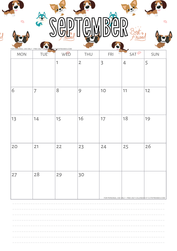 September 2021 calendar cute free printable monthly planner. Click the previous post to download the PDF file. #printablesandinspirations