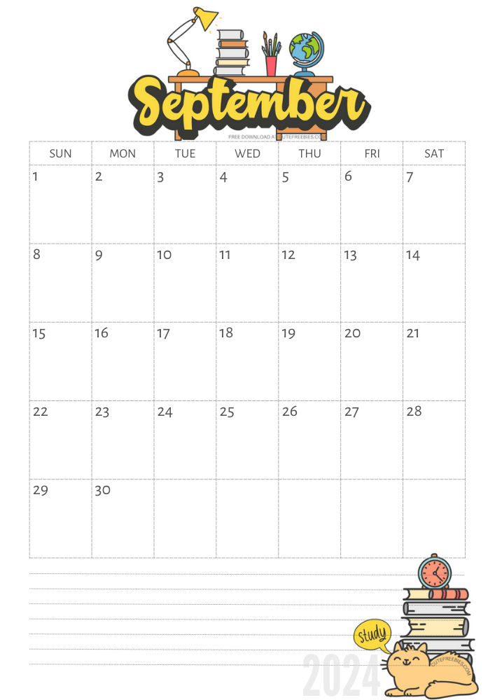 September 2024 calendar, free printable school calendar for 2024 - SEE PREVIOUS POST TO GET THE COMPLETE 2024 MONTHLY CALENDAR PDF